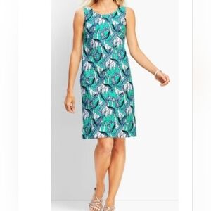 Talbots Teal Safari Cotton Blend Dress
